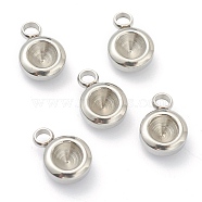 202 Stainless Steel Pendant Rhinestone Settings, for Pointed Back Rivoli Rhinestone, Half Round, Stainless Steel Color, 9x6.5x3mm, Hole: 2mm, Fit for 4mm Rhinestone(STAS-F266-26P)