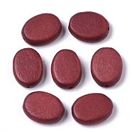 Painted Natural Wood Beads, Oval, Crimson, 18x14x5.5mm, Hole: 1.5mm(WOOD-R265-06F)