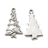 304 Stainless Steel Pendants, Manual Polishing, Christmas Theme, Christmas Tree Charms, Stainless Steel Color, 20x12x1mm, Hole: 1.5mm(STAS-Q248-14P)