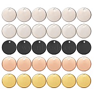 30Pcs 5 Colors Brass Charms, Stamping Blank Tag, Flat Round, Mixed Color, 12x1mm, Hole: 1.2mm, 6pcs/color(KK-SZ0001-42)