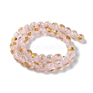 Handmade Gold & Silver Foil Lampwork Beads, Round, Pink, 12mm, about 33pcs/strand, 15.59 inch(39.6cm)(GLAA-G107-07A-12)