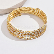 Real 18K Gold Plated Brass Multi Layer Wrap Bracelets, Cubic Zirconia Tennis Bracelet, Clear, No Size(RM1445-3)