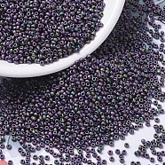 MIYUKI Round Rocailles Beads, Japanese Seed Beads, 11/0, (RR2019) Matte Metallic Eggplant Iris, 2x1.3mm, Hole: 0.8mm, about 5500pcs/50g(SEED-X0054-RR2019)