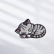 Cat Computerized Embroidery Cloth Iron on/Sew on Patches, Costume Accessories, Appliques, Light Grey, 40x60mm(WG69315-08)