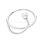 925 Sterling Silver Pearl Round Ring(VB8352-3)