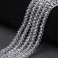 Glass Beads Strands, Faceted, Rondelle, Clear, 10x8mm, Hole: 1mm, about 65~66pcs/strand, 20.8~21.2 inch(53~54cm)(X-EGLA-A034-T10mm-D19)