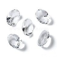 Transparent Glass Rhinestone Cabochons, Faceted, Pointed Back, Oval, Clear, 14x10x6mm(RGLA-B003-04B-09)