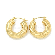 Ion Plating(IP) 304 Stainless Steel Hoop Earrings for Women, Twist, Golden, 30x7.5mm(EJEW-G401-01F-G)