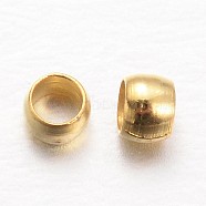 Rondelle Brass Crimp Beads, Golden, 2x1mm, Hole: 1mm, about 10000pcs/100g(KK-L134-27G)