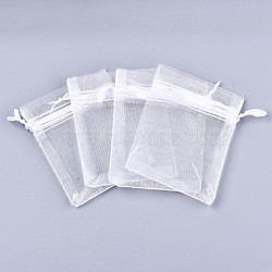 Organza Gift Bags with Drawstring, Jewelry Pouches, Wedding Party Christmas Favor Gift Bags, White, 15x10cm(OP-R016-10x15cm-04)