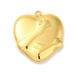 304 Stainless Steel Pendants, Heart Charm, Real 18K Gold Plated, 23x20x4mm, Hole: 1.6mm(STAS-Q322-26G-04)