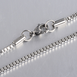 Tarnish Resistant 304 Stainless Steel Box Chain Necklaces, with Lobster Claw Clasps, Stainless Steel Color, 17.9 inch(45.5cm), 2mm(STAS-O053-27P)