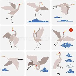 9Pcs 9 Styles PET Hollow Out Drawing Painting Stencils Sets, for DIY Scrapbook, Photo Album, Heron, Bird Pattern, 300x300mm, 1pc/style(DIY-WH0383-0082)