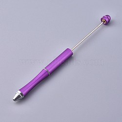 Brass Beadable Pens, Press Ball Point Pens, for DIY Pen Decoration, Purple, 157x10mm, Pin: 2mm(AJEW-L082-B01)