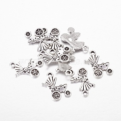 Tibetan Style Alloy Pendants, Pram, Antique Silver, Antique Silver, Lead Free & Cadmium Free, 19x12x2mm, Hole: 1.5mm(X-LF10511Y)