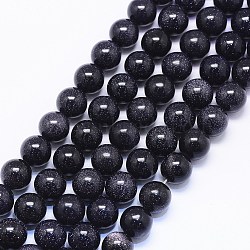 Synthetic Blue Goldstone Beads Strands, Round, 10mm, Hole: 1mm, about 38pcs/strand, 15.55 inch(G-F425-40)