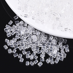 Transparent Glass Beads, Triangle, Triangle Hole, Clear, 4x3.5mm, Hole: 1.2mm, about 4500pcs/bag(SEED-S039-01A-01)