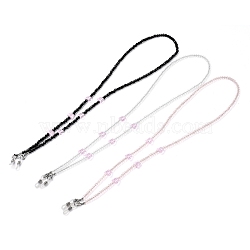 Eyeglasses Chains, Face Mask Chains, Neck Strap for Eyeglasses, with Glass Beads, 304 Stainless Steel Lobster Claw Clasps, Brass Beads and Rubber Loop Ends, Butterfly, Mixed Color, 27.55 inch(70cm)(AJEW-EH00099)