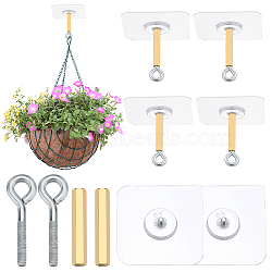 PVC Hook Hangers, Ceiling or Wall Mount Hooks, with Iron Screw and Brass Column, for Chandelier Light Ceiling Fan Boxing Sandbag, Platinum, 39x13x4mm, 35x6mm(FIND-WH20003-14A-01)