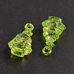 Transparent Acrylic Pendant, Christmas Tree, Green Yellow, 35x20x12mm, Hole: 3mm, about 210pcs/500g(PL932Y-1)