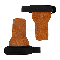 Velvet leather & Polyester Exercise Hand Protector, Wrist Straps for Weightlifting, with Iron Finding, Camel, 212x212x11mm(AJEW-WH0165-44)