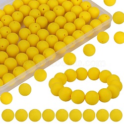 80Pcs Round Silicone Focal Beads, Chewing Beads For Teethers, DIY Nursing Necklaces Making, Yellow, 15mm, Hole: 2mm(SIL-SZ0001-24-11)