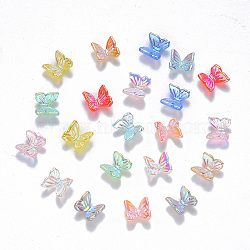 Resin Cabochons, Nail Art Decoration Accessories, AB Color Plated, 3D Butterfly, Mixed Color, 6.5x6.5x3.5mm(X-MRMJ-R063-02)