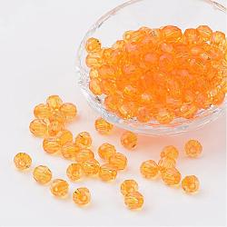 Transparent Acrylic Beads, Faceted, Round, Orange, 8mm, Hole: 1.5mm, about 1800pcs/500g(DB8mmC-16)