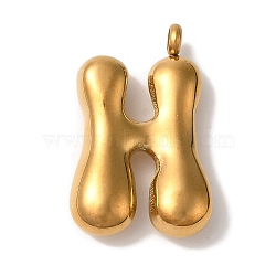 Ion Plating(IP) 304 Stainless Steel Pendants, Letter Charm, Golden, Letter H, 25.5x16.5x6mm, Hole: 2mm(STAS-M017-08G-08)