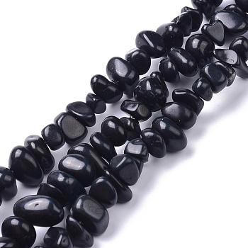 Natural Magnesite Beads Strands, Dyed, Chip, Black, 6~10x6~10x3~4mm, Hole: 0.5~0.7mm, 15.55''~16.54''(39.5~42cm)