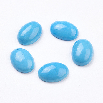 Natural Howlite Cabochons, Oval, Dyed, Light Sky Blue, 18x13x5.5mm