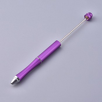 Plastic Beadable Pens, Shaft Black Ink Ballpoint Pen, for DIY Pen Decoration, Purple, 157x10mm, The Middle Pole: 2mm