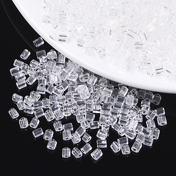 Transparent Glass Beads, Triangle, Triangle Hole, Clear, 4x3.5mm, Hole: 1.2mm, about 4500pcs/bag