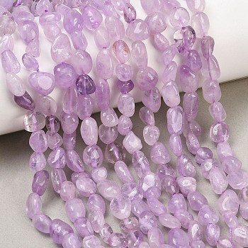 Natural Lavender Amethyst Beads Strands, Nuggets, Tumbled Stone, 6~12x5~7x3.5~4.5mm, Hole: 0.7~0.8mm, about 21~24pcs/strand, 7.87''~8.39''(20~21.3cm)