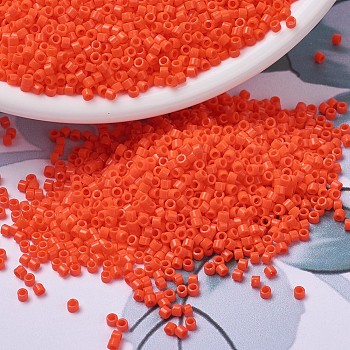 MIYUKI Delica Beads Small, Cylinder, Japanese Seed Beads, 15/0, (DBS0722) Opaque Orange, 1.1x1.3mm, Hole: 0.7mm, about 3500pcs/10g