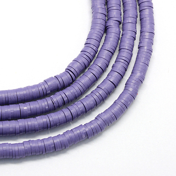 Handmade Polymer Clay Beads, Disc/Flat Round, Heishi Beads, Slate Blue, 4x1mm, Hole: 1mm, about 380~400pcs/strand, 17.7 inch