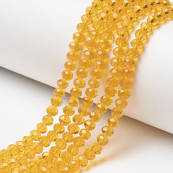 Glass Beads Strands, Faceted, Rondelle, Orange, 2.5x2mm, Hole: 0.4mm, about 170pcs/strand, 11.8 inch(30cm)