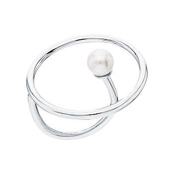 Elegant S925 Silver Freshwater Pearl Round Ring, Simple and Stylish Career Ring.