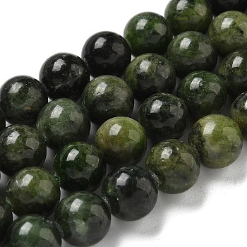 Natural Green Diopside Beads Strands, Round, 10.5x10mm, Hole: 1mm, about 38pcs/strand, 15.28''(38.8cm)