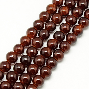 Baking Painted Crackle Glass Bead Strands, Round, Coconut Brown, 6mm, Hole: 1.3~1.6mm, about 133pcs/strand, 31.4 inch