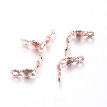 Ion Plating(IP) 304 Stainless Steel Bead Tips, Calotte Ends, Clamshell Knot Cover, Rose Gold, 3.5x2.5mm, Hole: 1mm