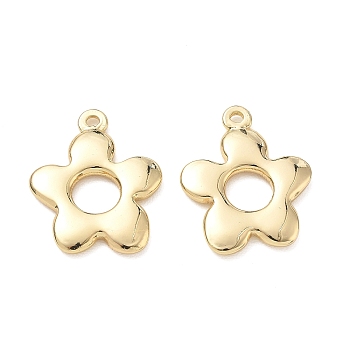 304 Stainless Steel Pendants, Flower Charms, Long-Lasting Plated, Golden, 25x20.5x2.5mm, Hole: 1.6mm