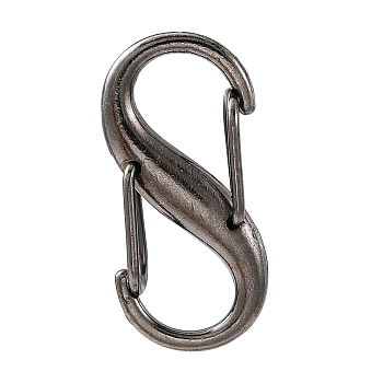 Alloy Double S Snap Hook Spring Keychain Clasps, Rock Climbing Carabiners for Women Men Camping Fishing, Gunmetal, 27.5x14mm