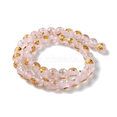 Pink Round Gold & Silver Foil Beads
