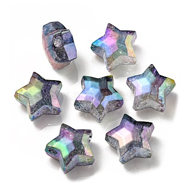 UV Plating Transparent Crackle Acrylic Beads(OACR-P010-09A)-2
