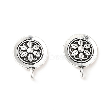 Antique Silver Flat Round Alloy Stud Earring Findings