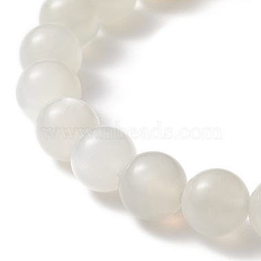 Bracelet extensible en pierre de lune blanche naturelle et tête de bouddha en alliage(BJEW-JB08913-01)-3