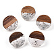 Resin & Walnut Wood Flat Round Stud Earrings with 304 Stainless Steel Pin for Women(EJEW-TADZ0001-01S)-1