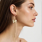 304 Stainless Steel Stud Tassel Earrings for Women, Butterfly, Golden, 97x15mm(EJEW-D362-01G)