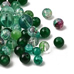 Transparent Glass Beads, Mixed Shapes, Green, 5.5~16x6~11.5x6.5~10.5mm, Hole: 1.2~1.6mm, about 1470pcs/1000g(DGLA-C005-01B)